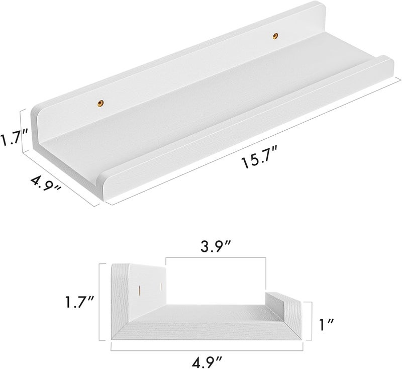 YUFLINX 16’’White Floating Shelves for Wall with Anti-Crash Design Set of 6,Nursery Book Shelves for Room Decor/Storage/Display,Hanging Wall Shelves for Bedroom, Bathroom, Living Room,Kids Room - Image 3
